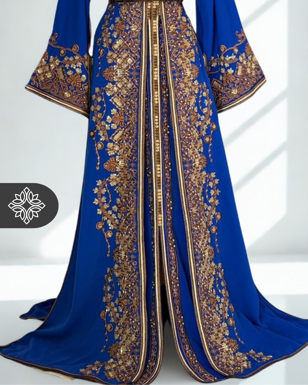 Royal Purple Moroccan Takchita | Luxury Velvet Two-Piece Kaftan | Golden Embroidery & Natural Stones