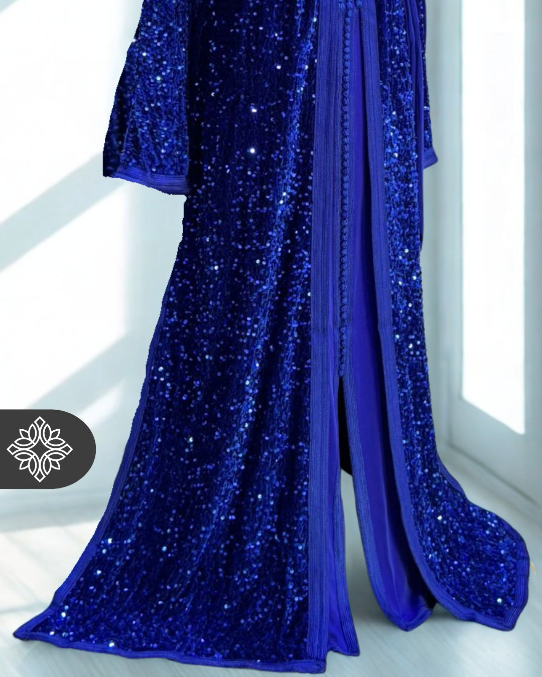 Royal Blue Sequin Moroccan Kaftan | Two-Piece Shimmering Glamour