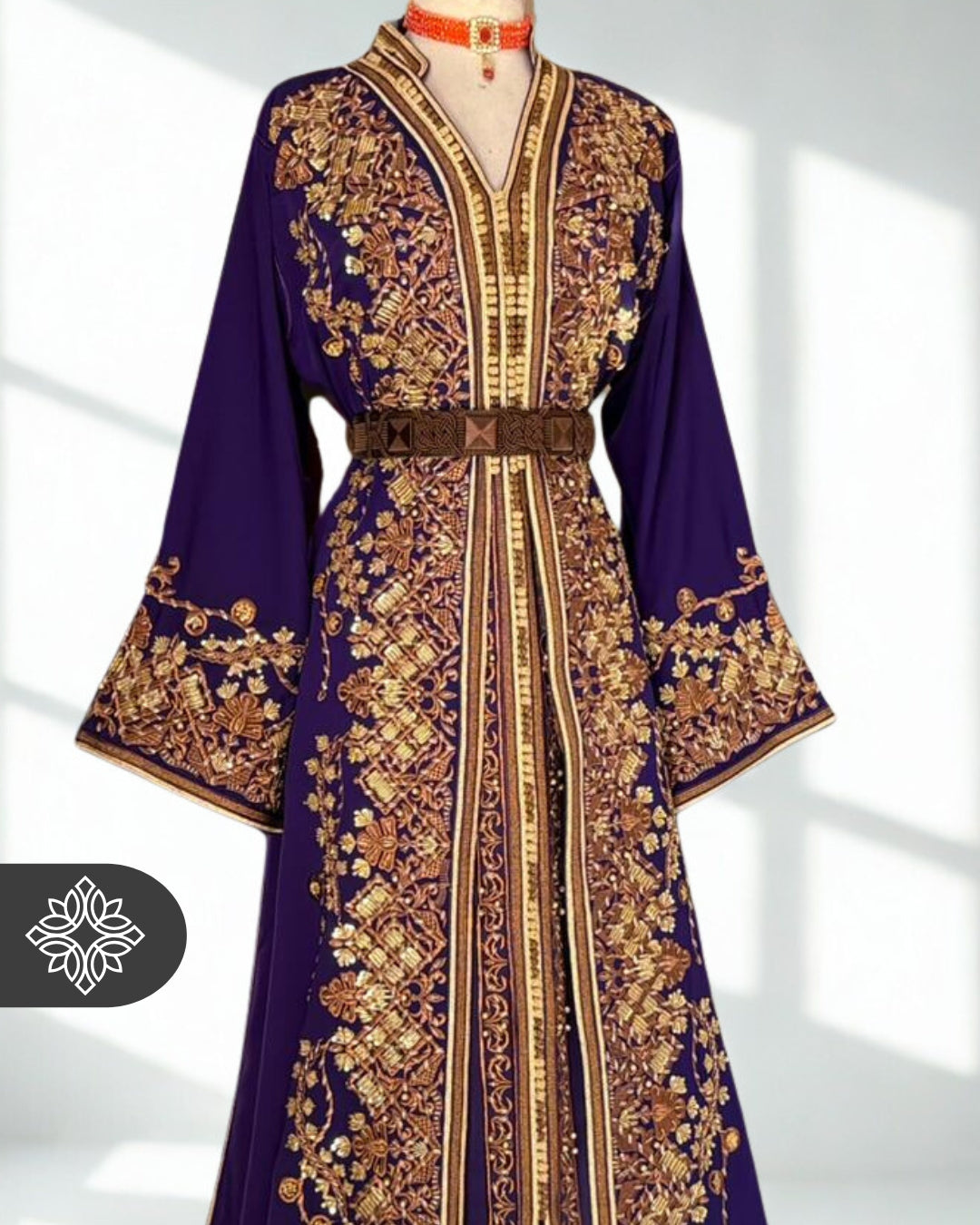 Royal Purple Moroccan Takchita | Luxury Velvet Two-Piece Kaftan