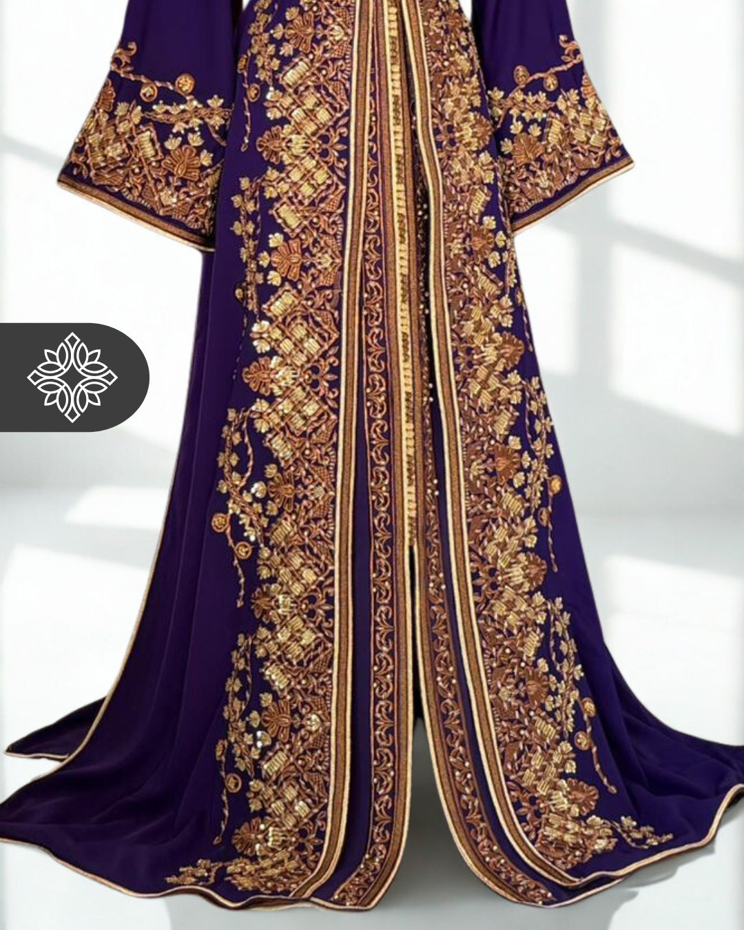 Royal Purple Moroccan Takchita | Luxury Velvet Two-Piece Kaftan