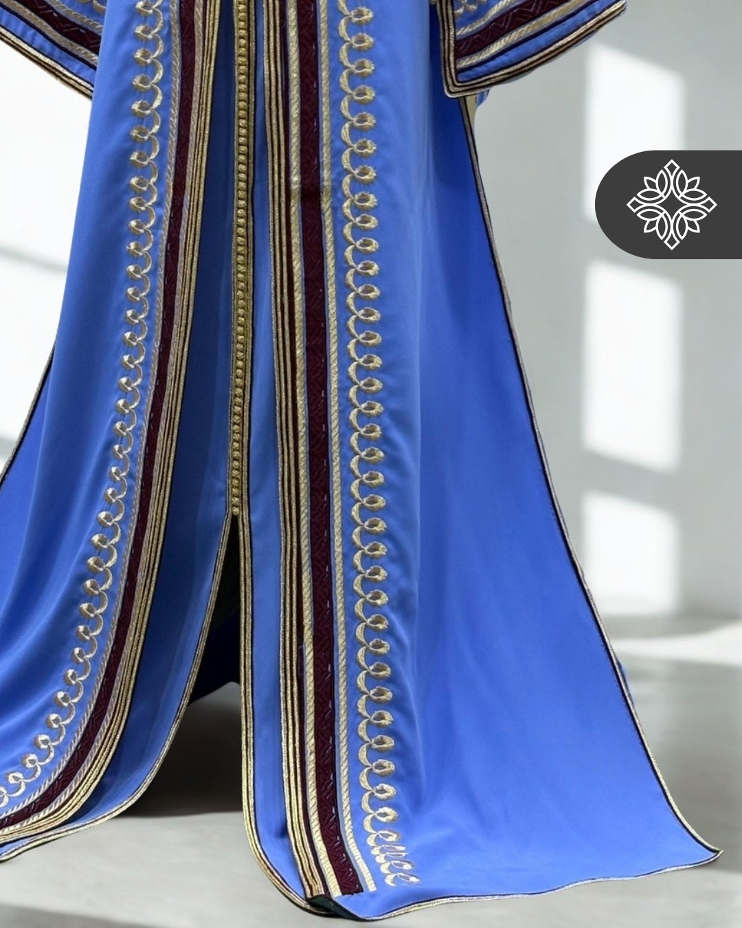 Royal Green & Red Two Piece Kaftan Takchita with Gold Embroidery