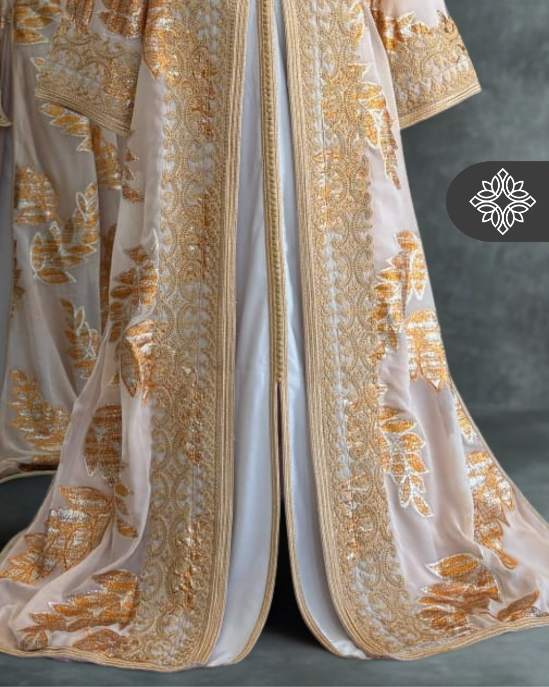 Sunlight Bridal Moroccan Takchita | Radiant Gold Embroidery & Luminous White Couture | Luxury Two-Piece Kaftan