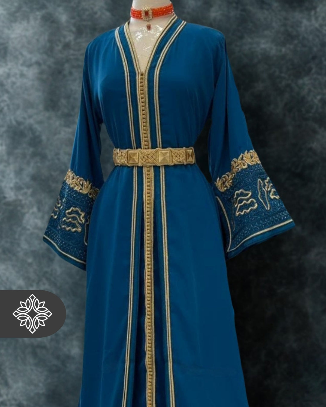 Ruby Red Moroccan Takchita | Elegant Two-Piece Kaftan | Moroccan Heritage Embroidery