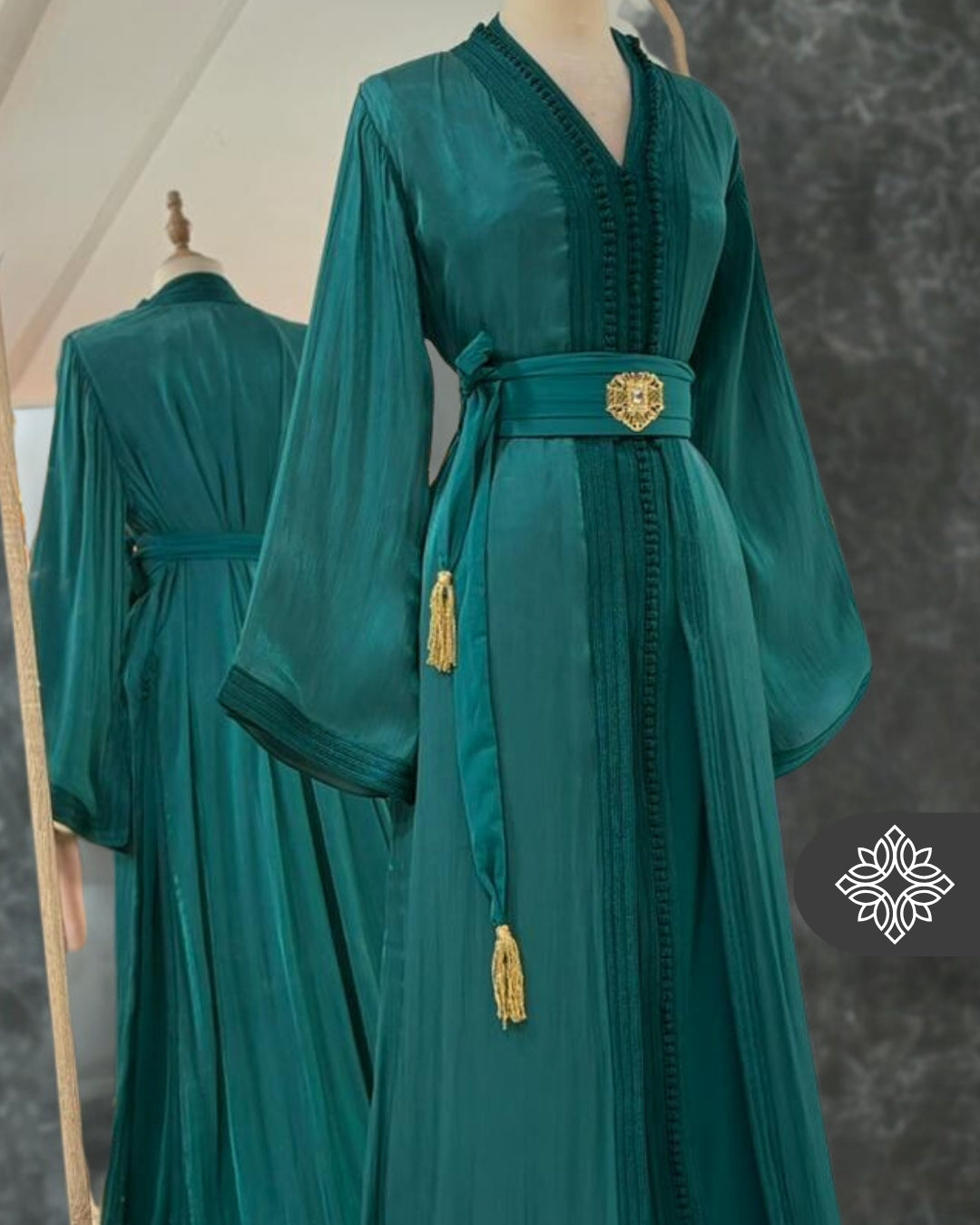 Baby Blue Organza Two-Piece Caftan | Ethereal Moroccan Takchita Dress