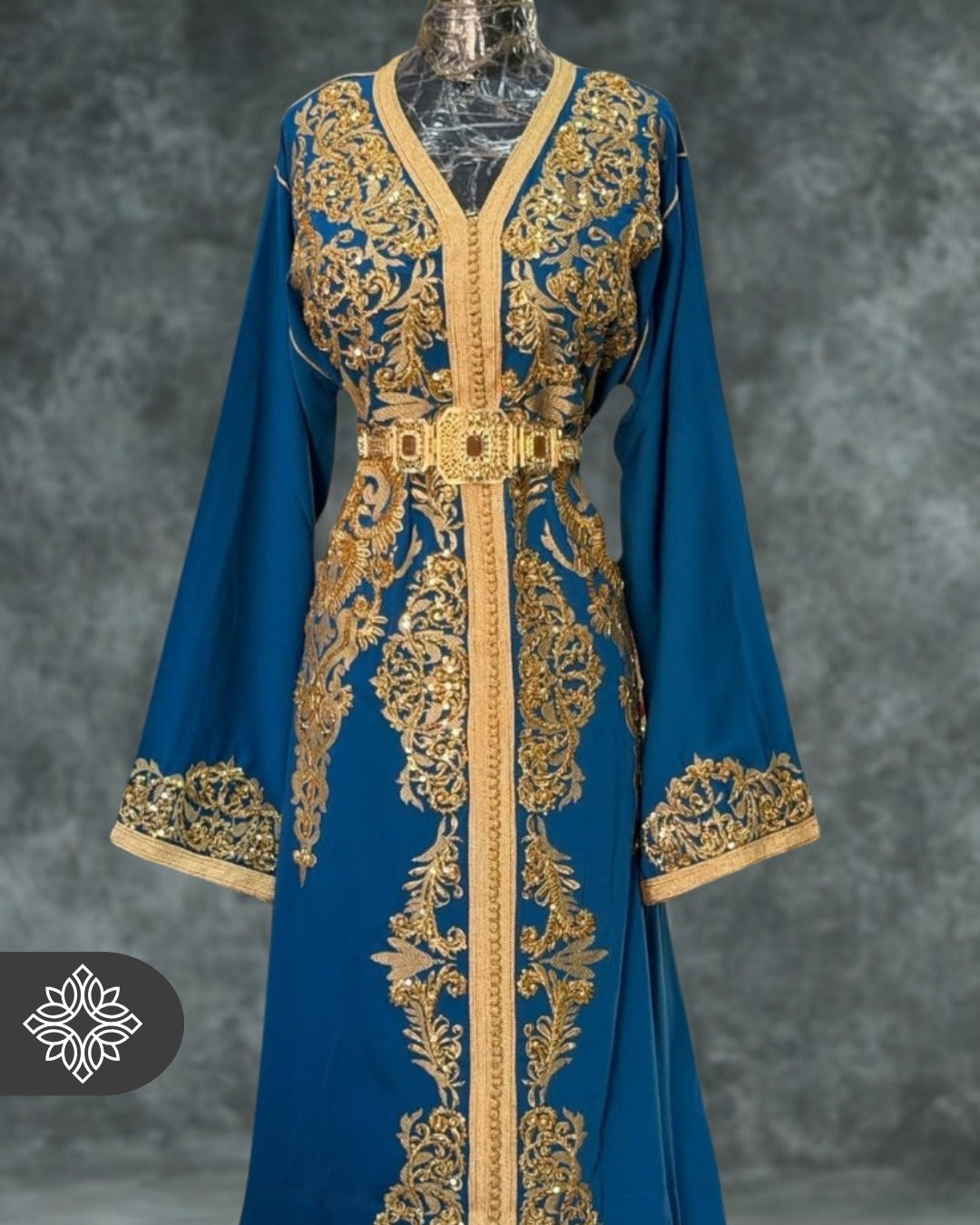 Lavender Moroccan Kaftan | Luxury One-Piece Caftan | Golden Hand Embroidery