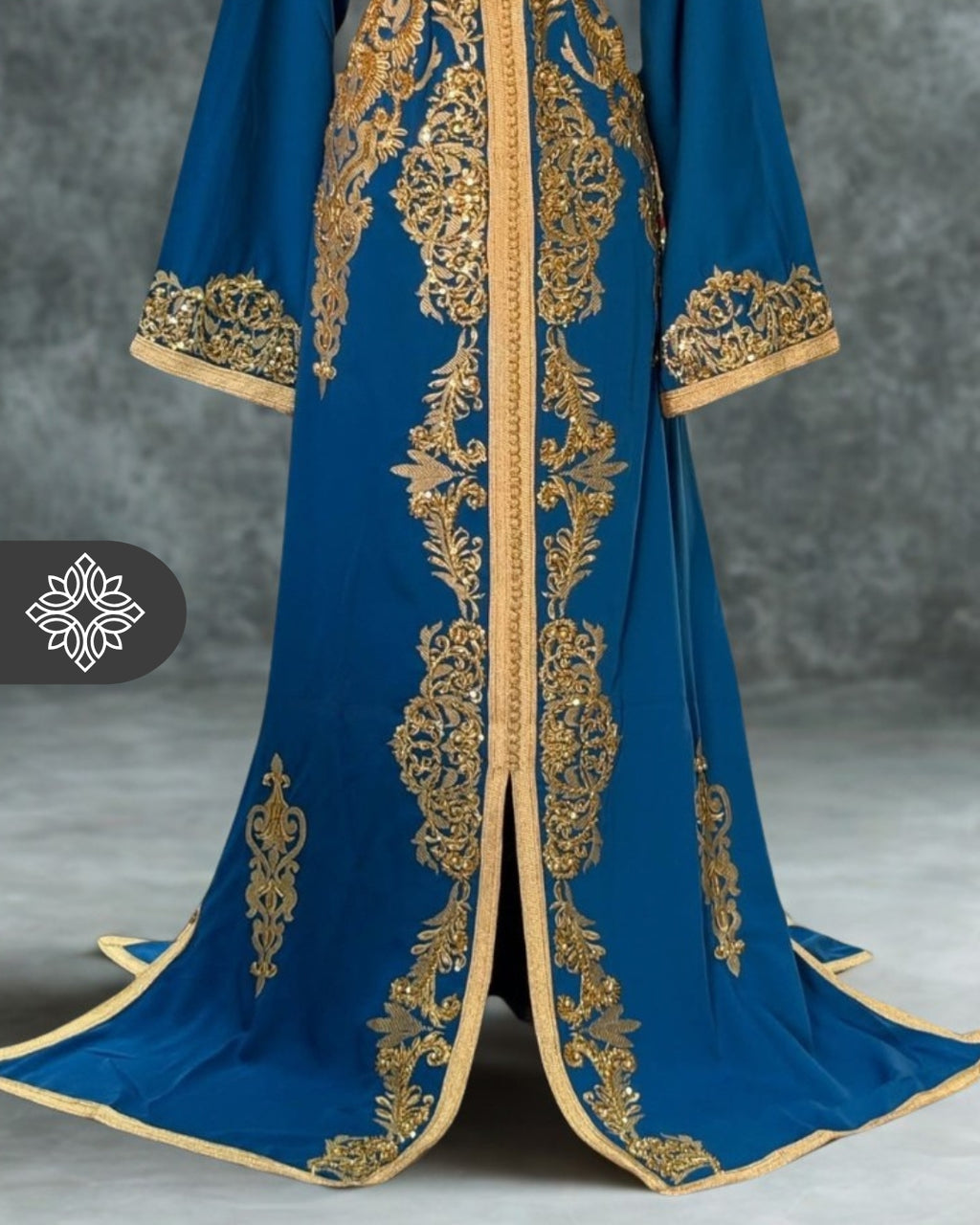 Lavender Moroccan Kaftan | Luxury One-Piece Caftan | Golden Hand Embroidery