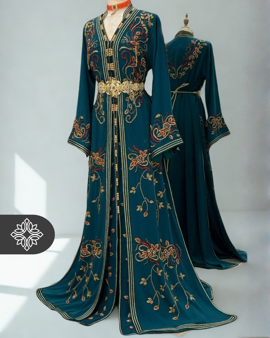 Royal Purple Moroccan Takchita | Elegant Two-Piece Kaftan | Moroccan Heritage Embroidery