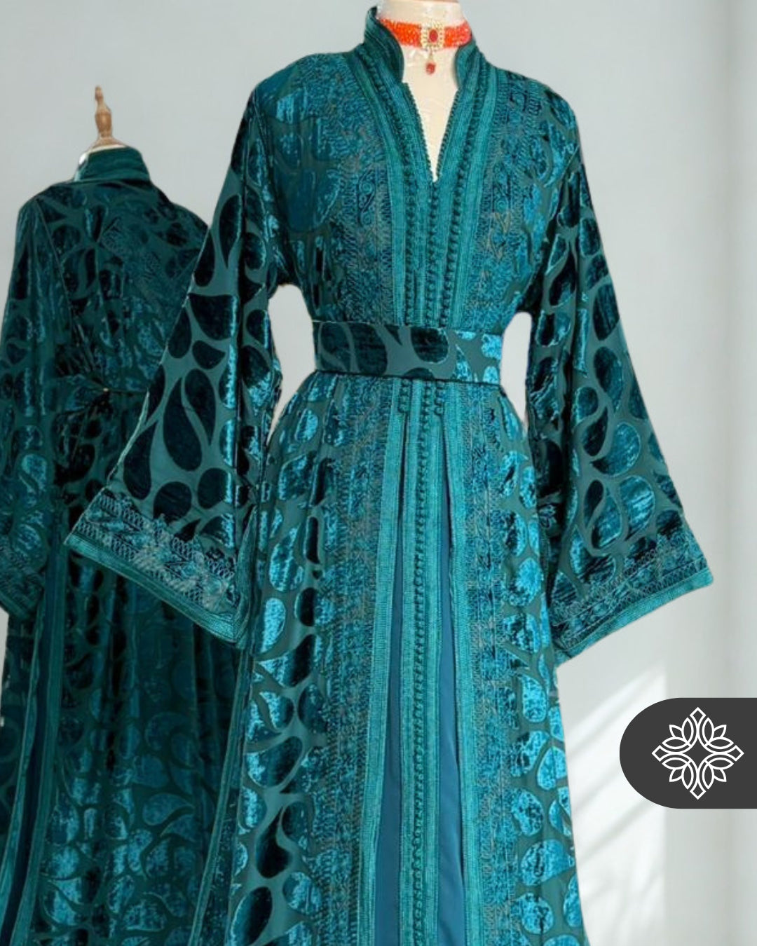 Unique Golden Brown Moroccan Takchita | Luxury Two-Piece Kaftan