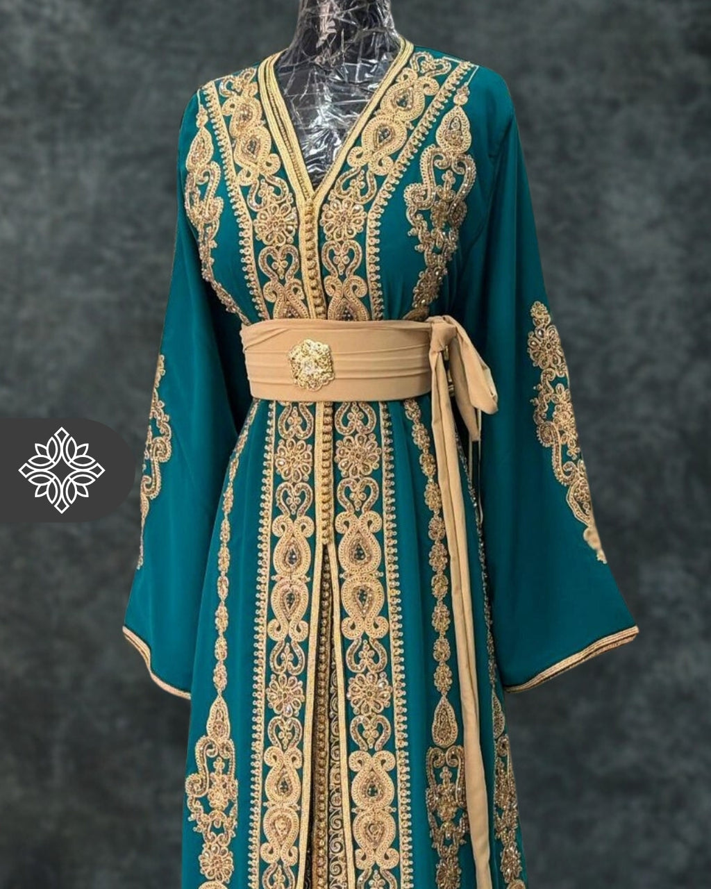 Fuchsia Moroccan Two-Piece Kaftan | Tonal Embroidery | Couture Takchita