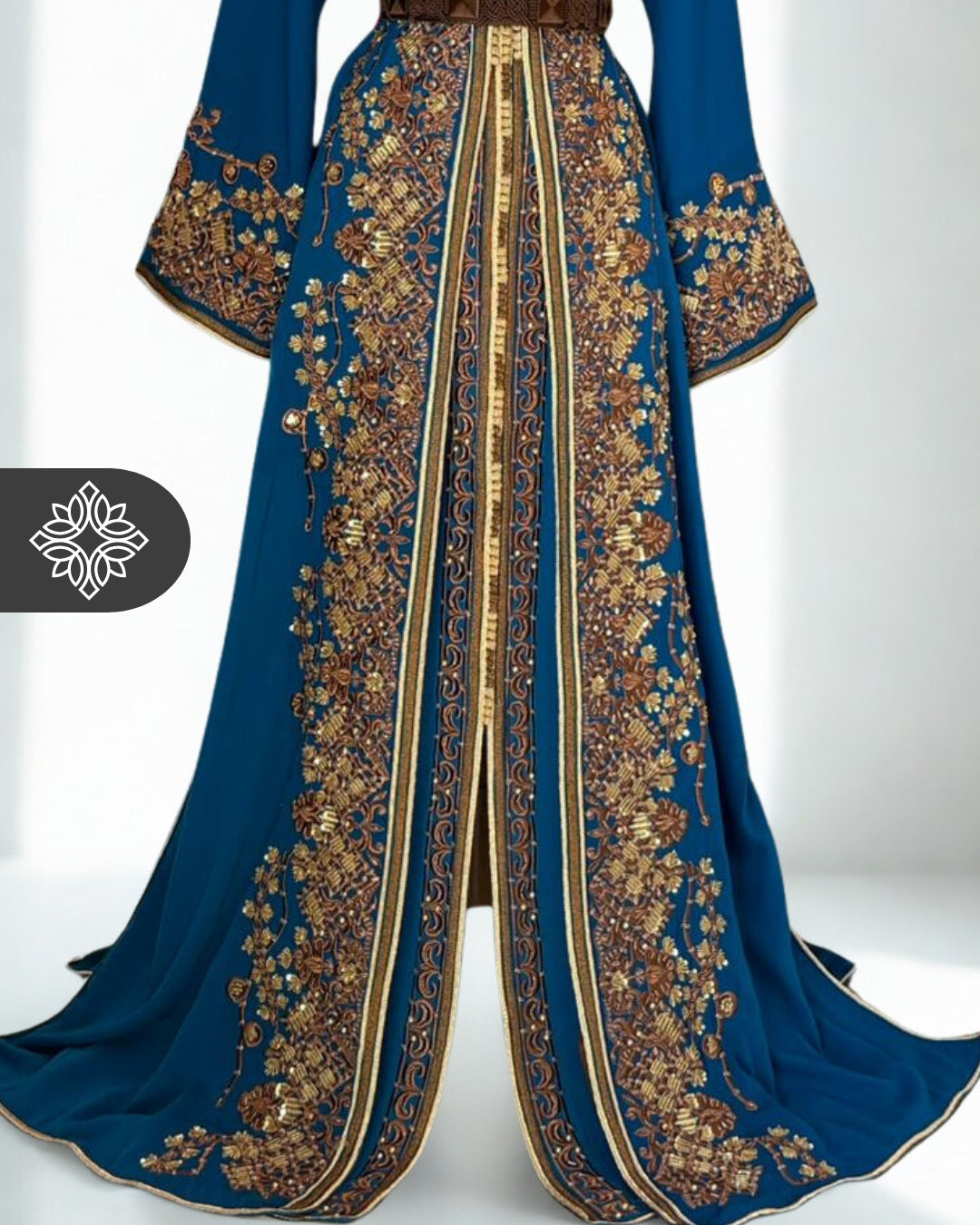 Royal Purple Moroccan Takchita | Luxury Velvet Two-Piece Kaftan | Golden Embroidery & Natural Stones