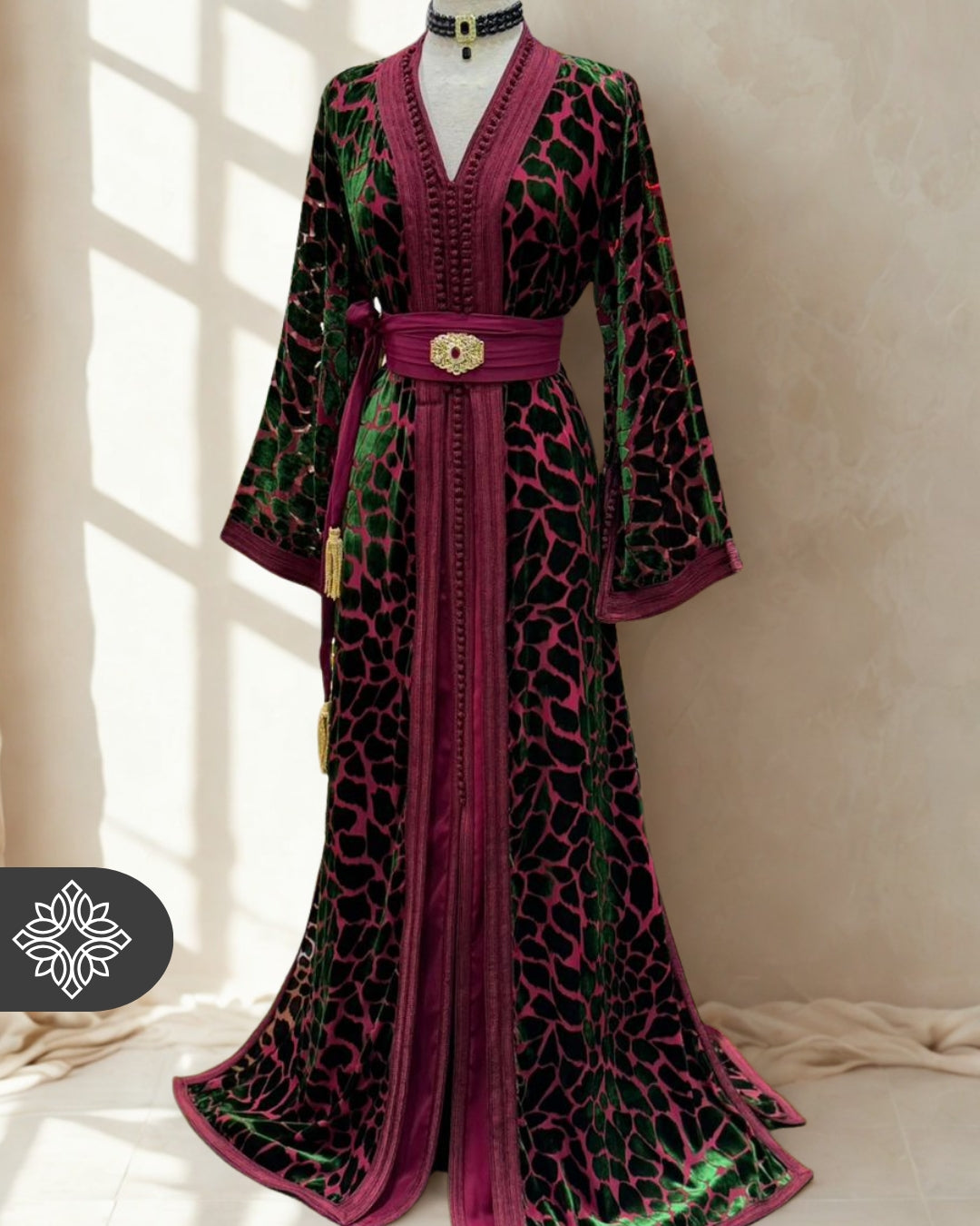 The Ethereal Bloom Velvet Kaftan — Celestial White | Handmade Robe Orientale Takchita Marocaine