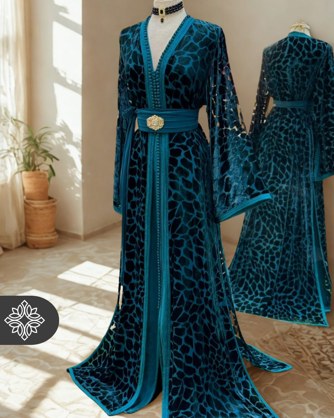 The Ethereal Bloom Velvet Kaftan — Celestial White | Handmade Robe Orientale Takchita Marocaine