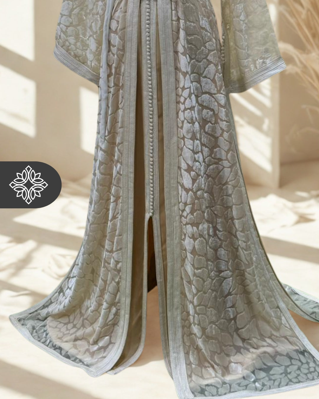 The Ethereal Bloom Velvet Kaftan — Celestial White | Handmade Robe Orientale Takchita Marocaine