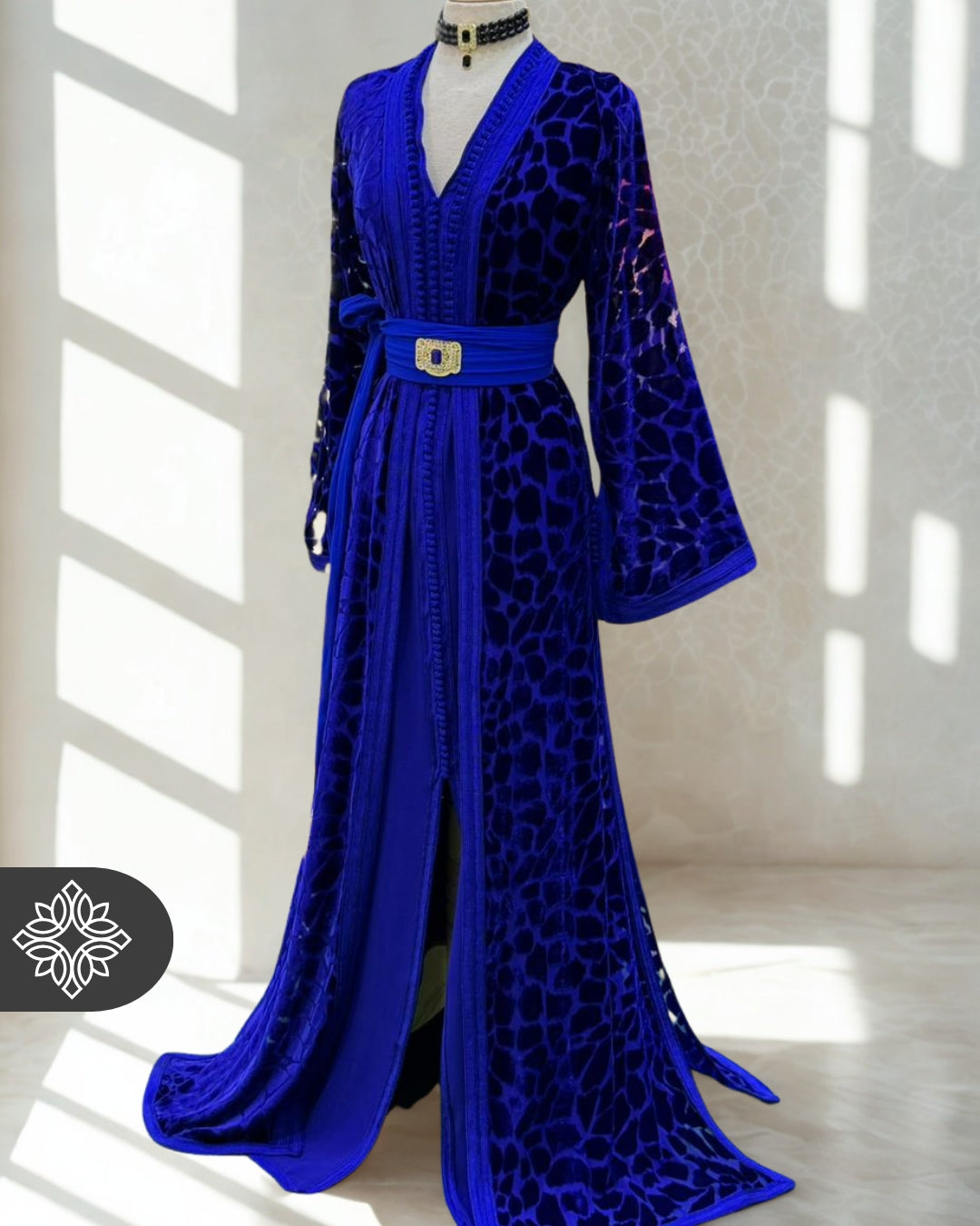 The Ethereal Bloom Velvet Kaftan — Celestial White | Handmade Robe Orientale Takchita Marocaine