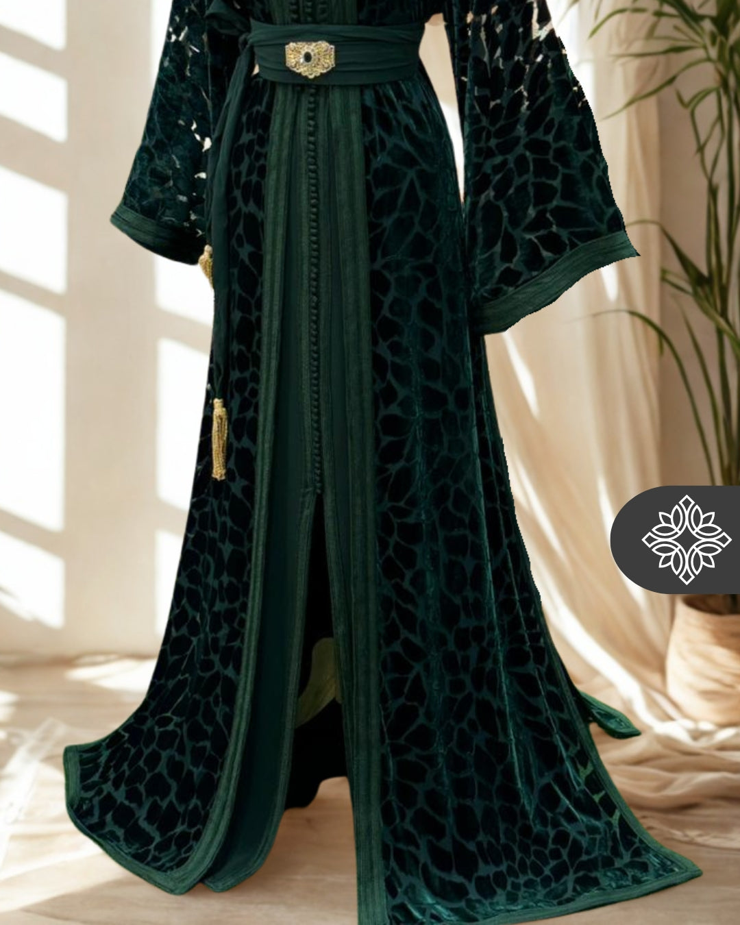 The Ethereal Bloom Velvet Kaftan — Celestial White | Handmade Robe Orientale Takchita Marocaine