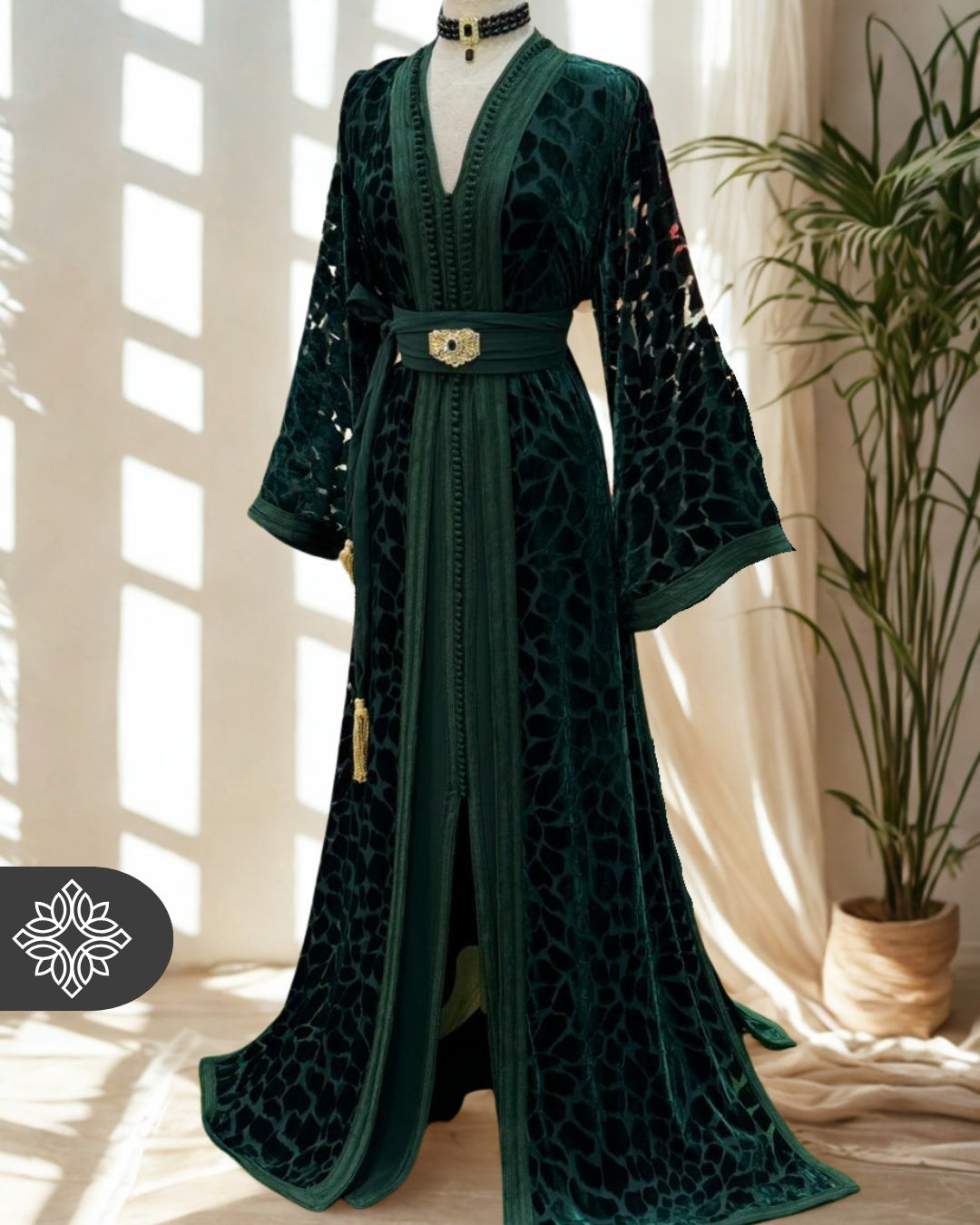 The Ethereal Bloom Velvet Kaftan — Celestial White | Handmade Robe Orientale Takchita Marocaine