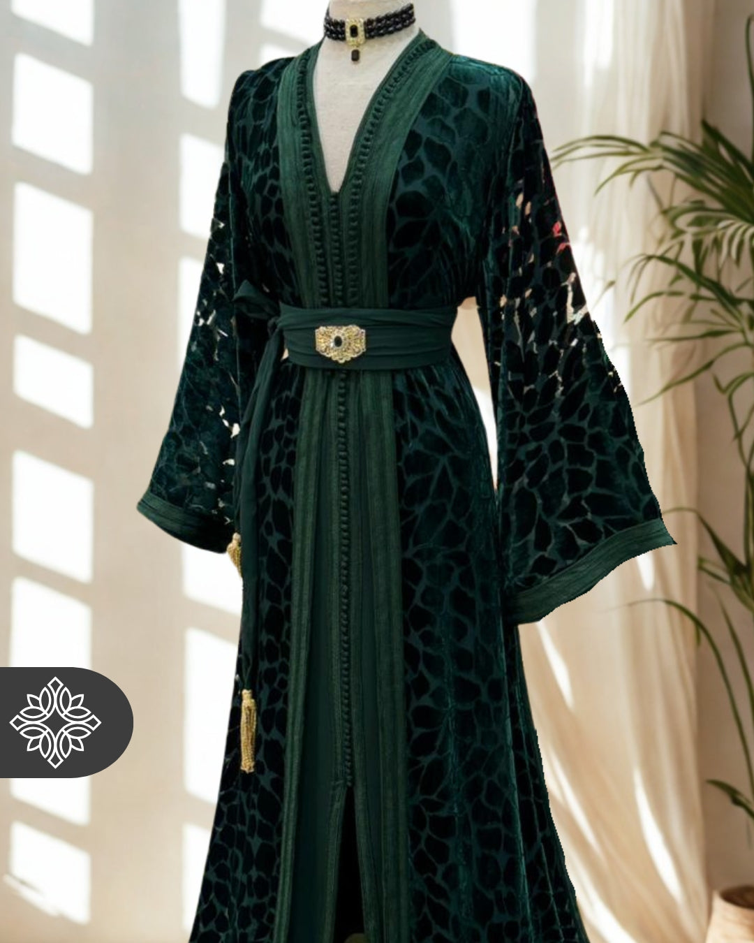 The Ethereal Bloom Velvet Kaftan — Celestial White | Handmade Robe Orientale Takchita Marocaine