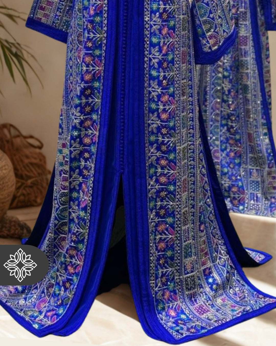 The "Mosaic Garden" Kaftan — Majorelle Blue | Luxury Embroidered Caftan Marocain for Weddings