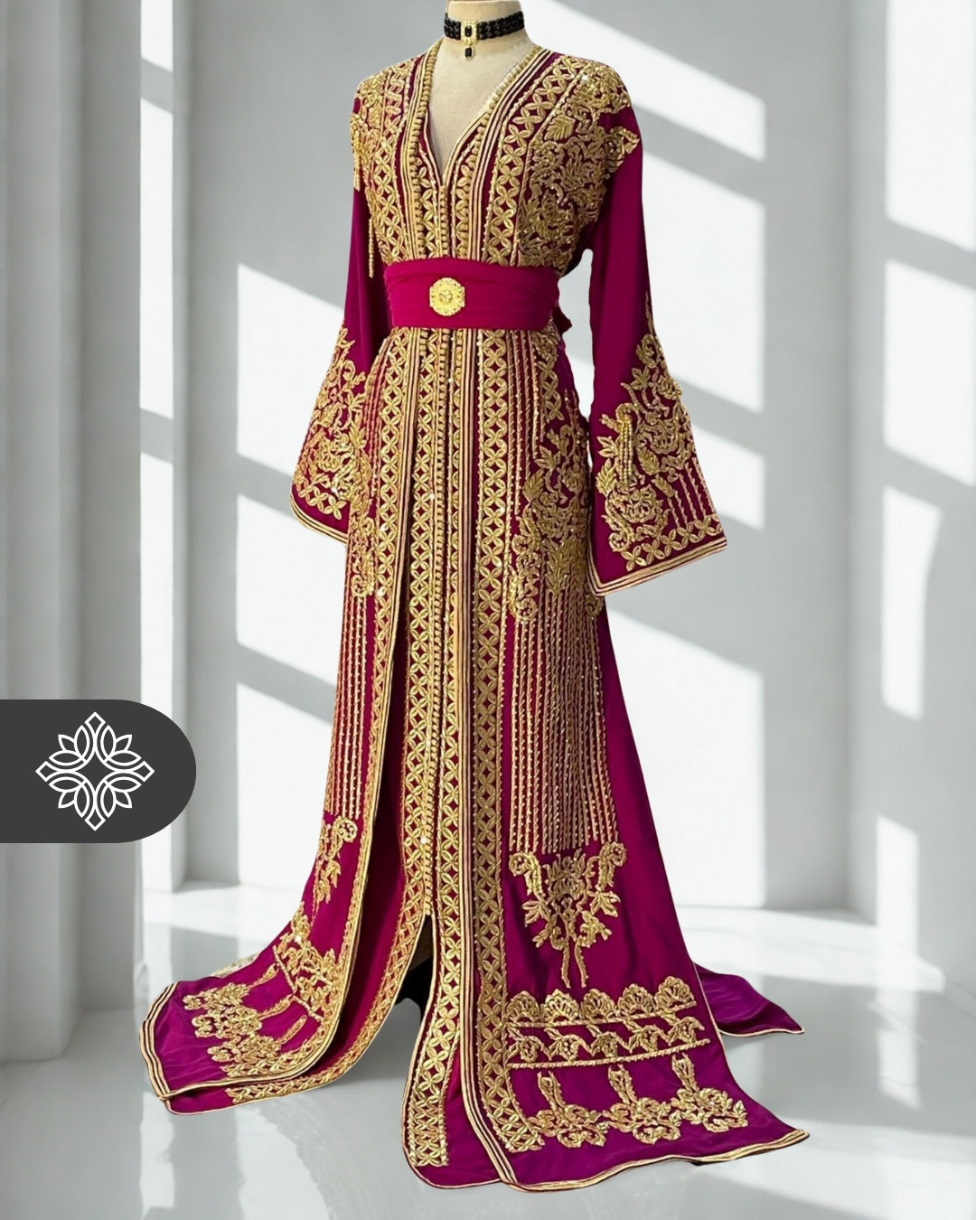 Two-Piece Kaftan Fuchsia & Gold | Takchita | Regal Couture Embroidery