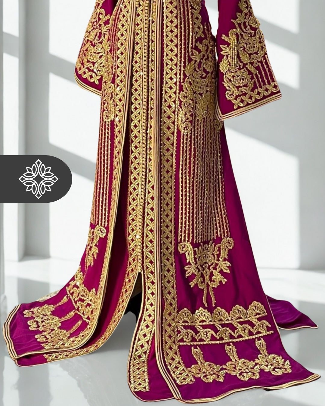 Two-Piece Kaftan Fuchsia & Gold | Takchita | Regal Couture Embroidery