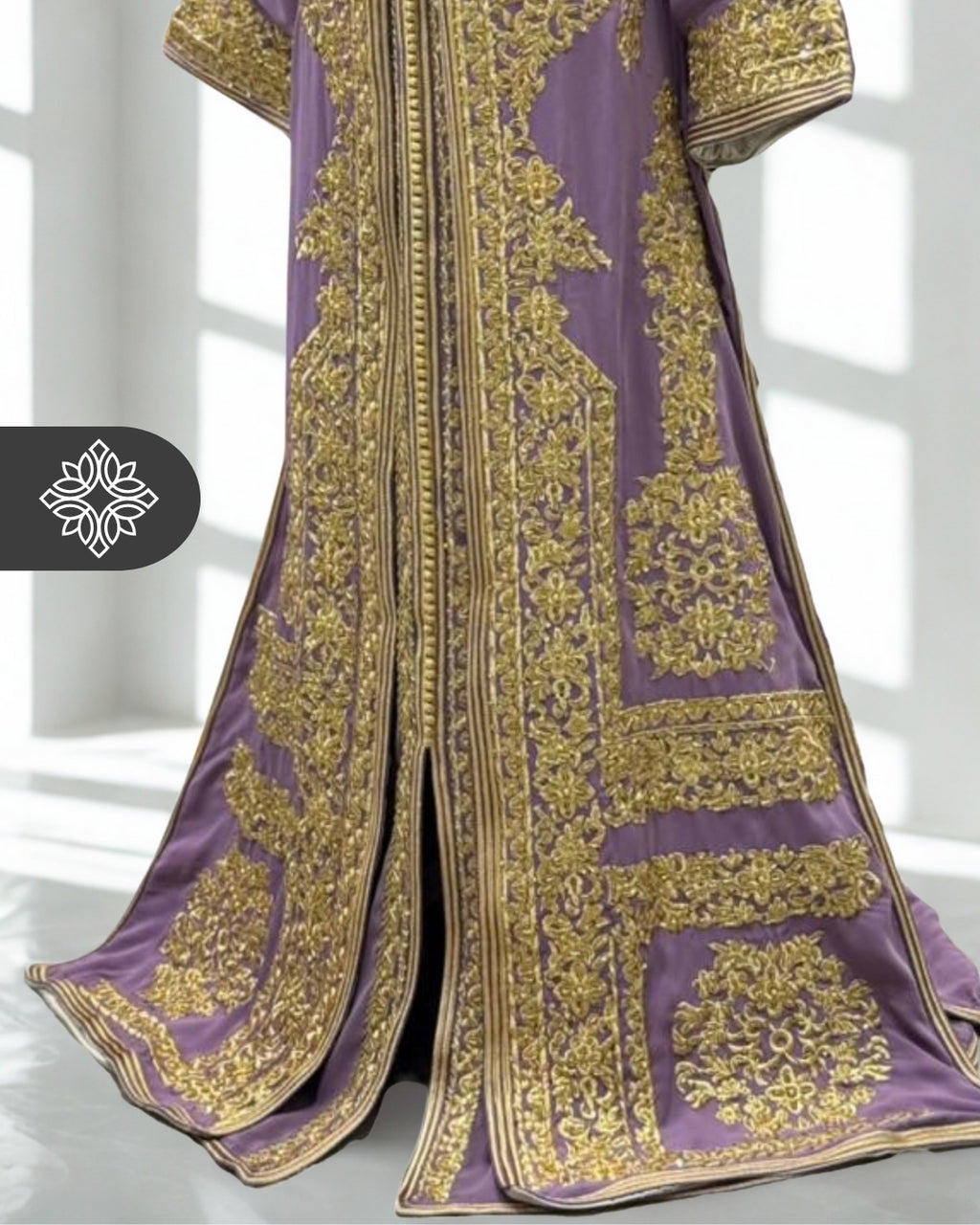 Two-Piece Kaftan Lavender With Golden Embroidery | Takchita | Caftan Dress