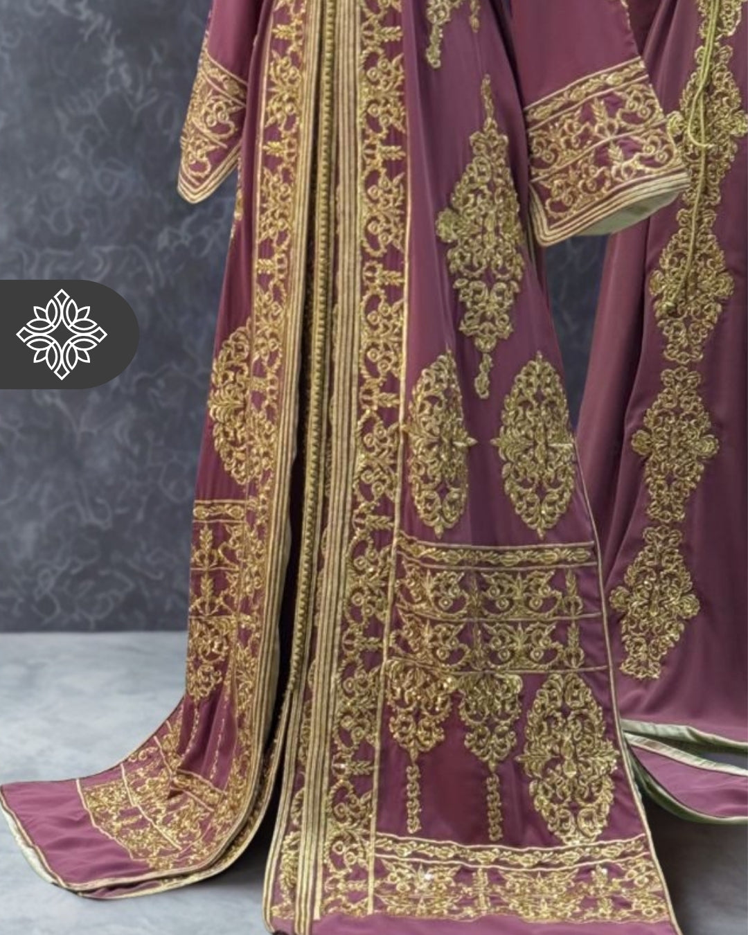 Two-Piece Kaftan Lavender & Gold Embroidery | Takchita | Moroccan Dress