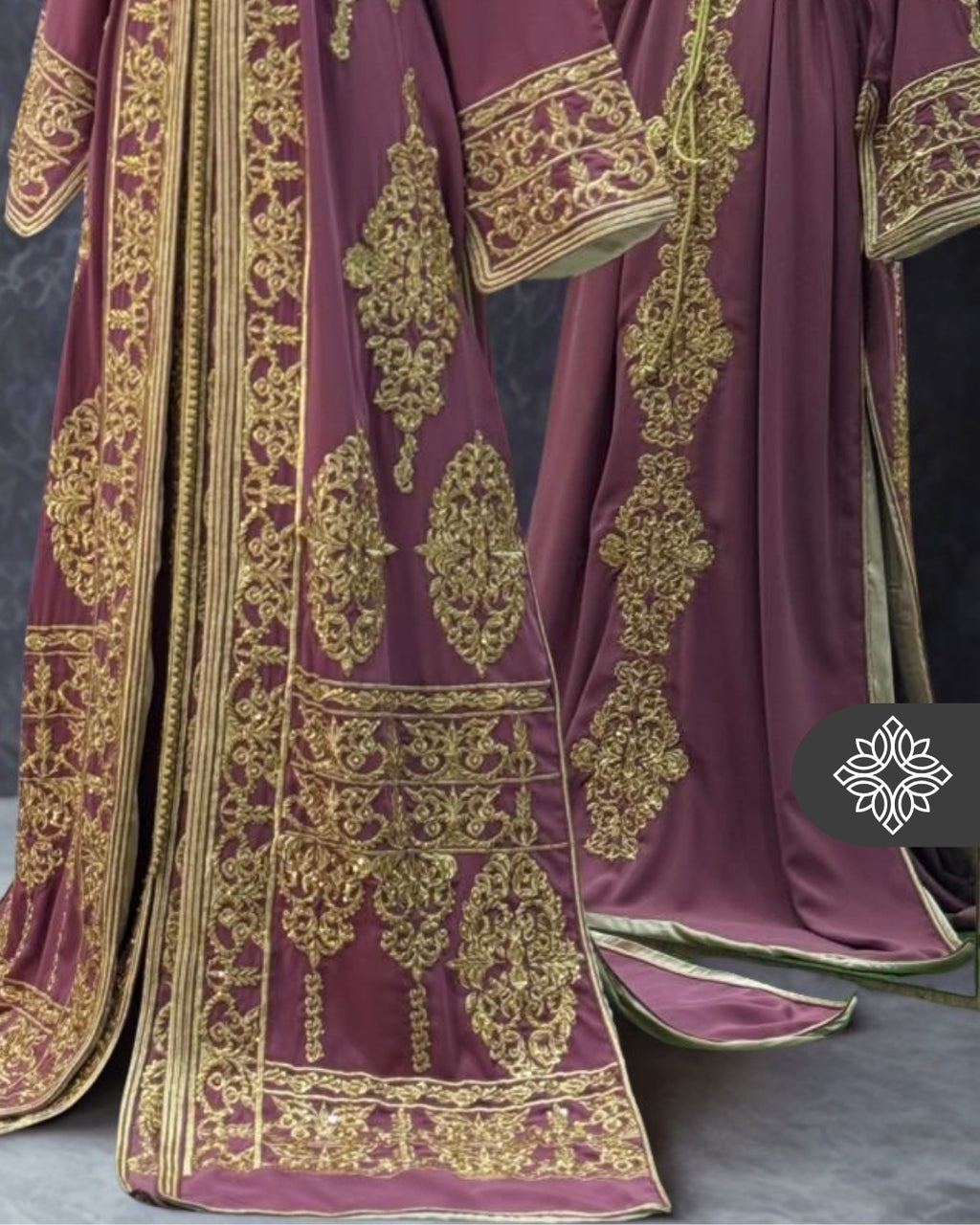 Two-Piece Kaftan Lavender & Gold Embroidery | Takchita | Moroccan Dress
