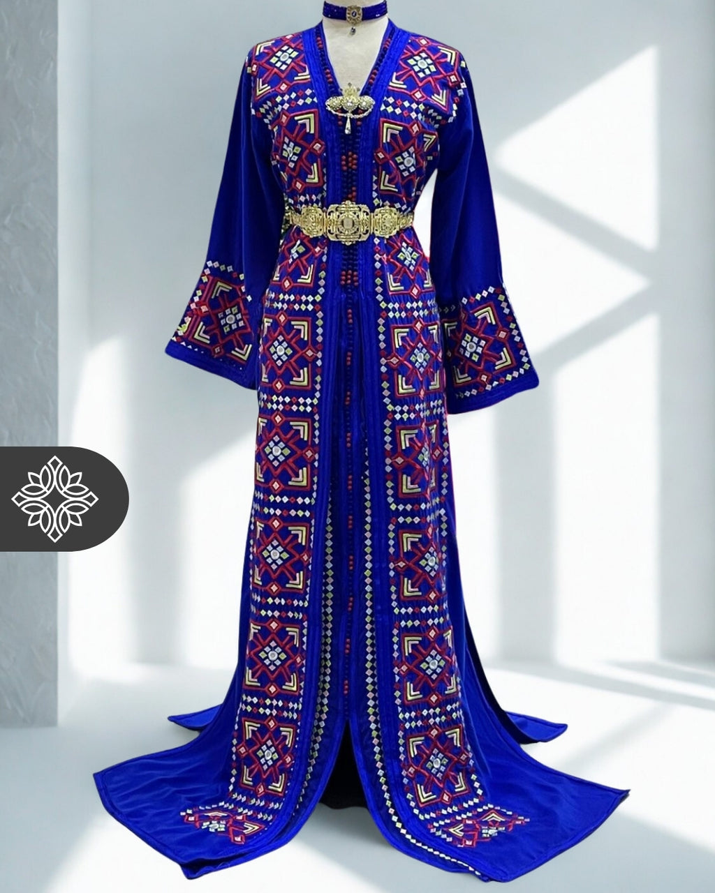 Two-Piece Kaftan Royal Blue Velvet | Takchita | Caftan Dress Moroccan Style