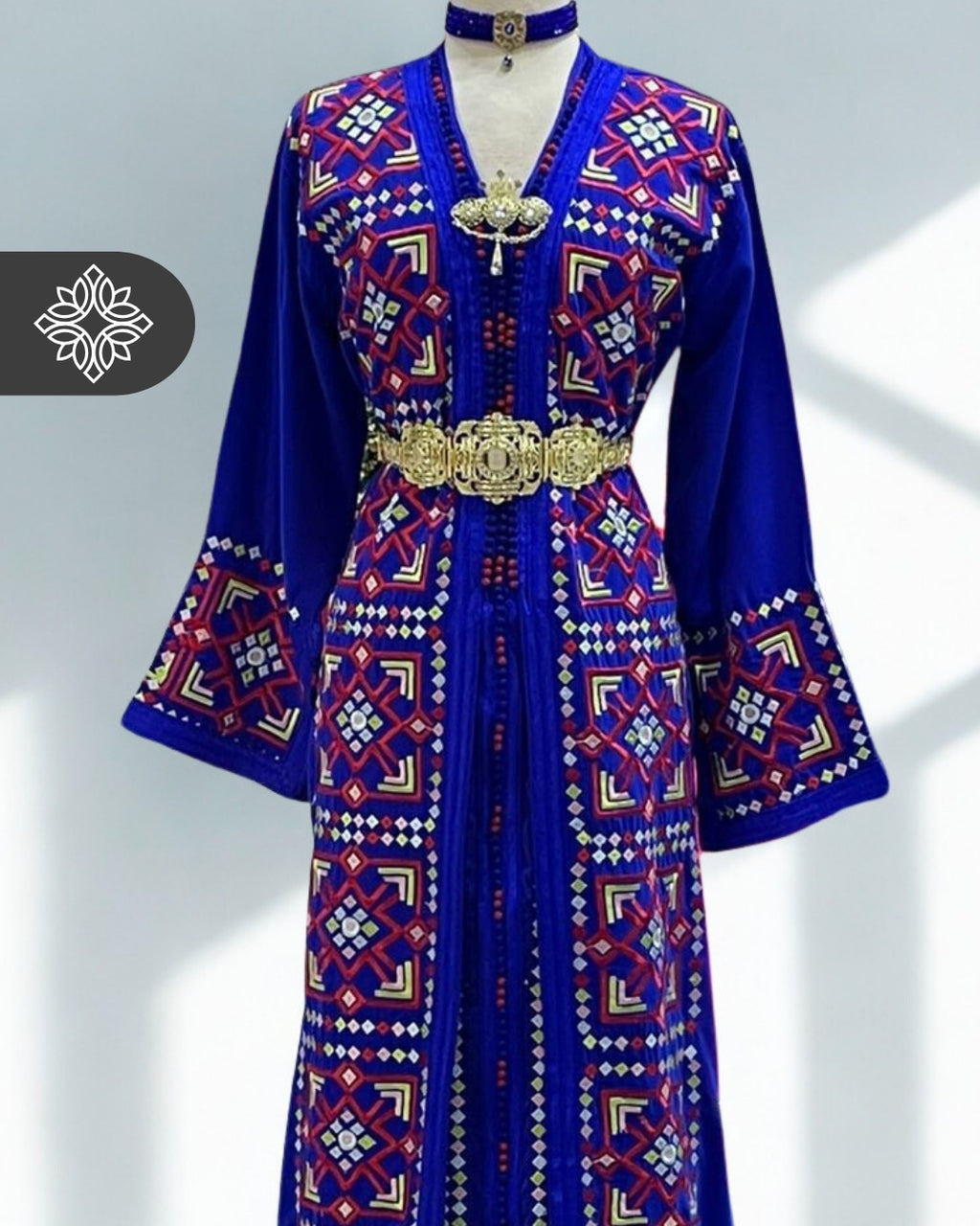 Two-Piece Kaftan Royal Blue Velvet | Takchita | Caftan Dress Moroccan Style