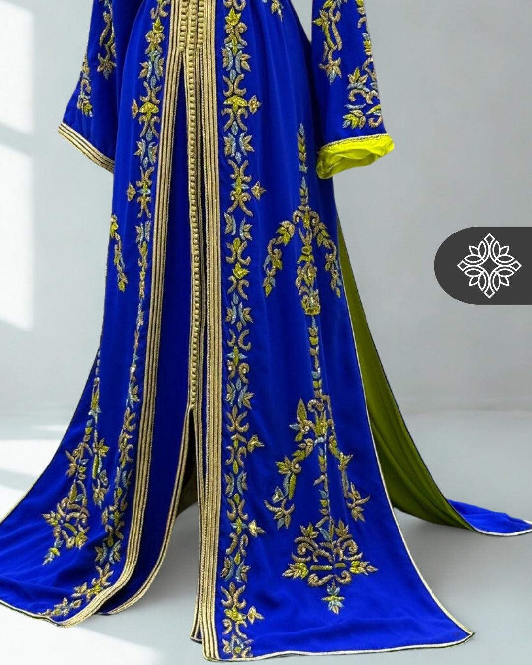 Two-Piece Kaftan Royal Blue with Golden Embroidery Takchita | Caftan Dress
