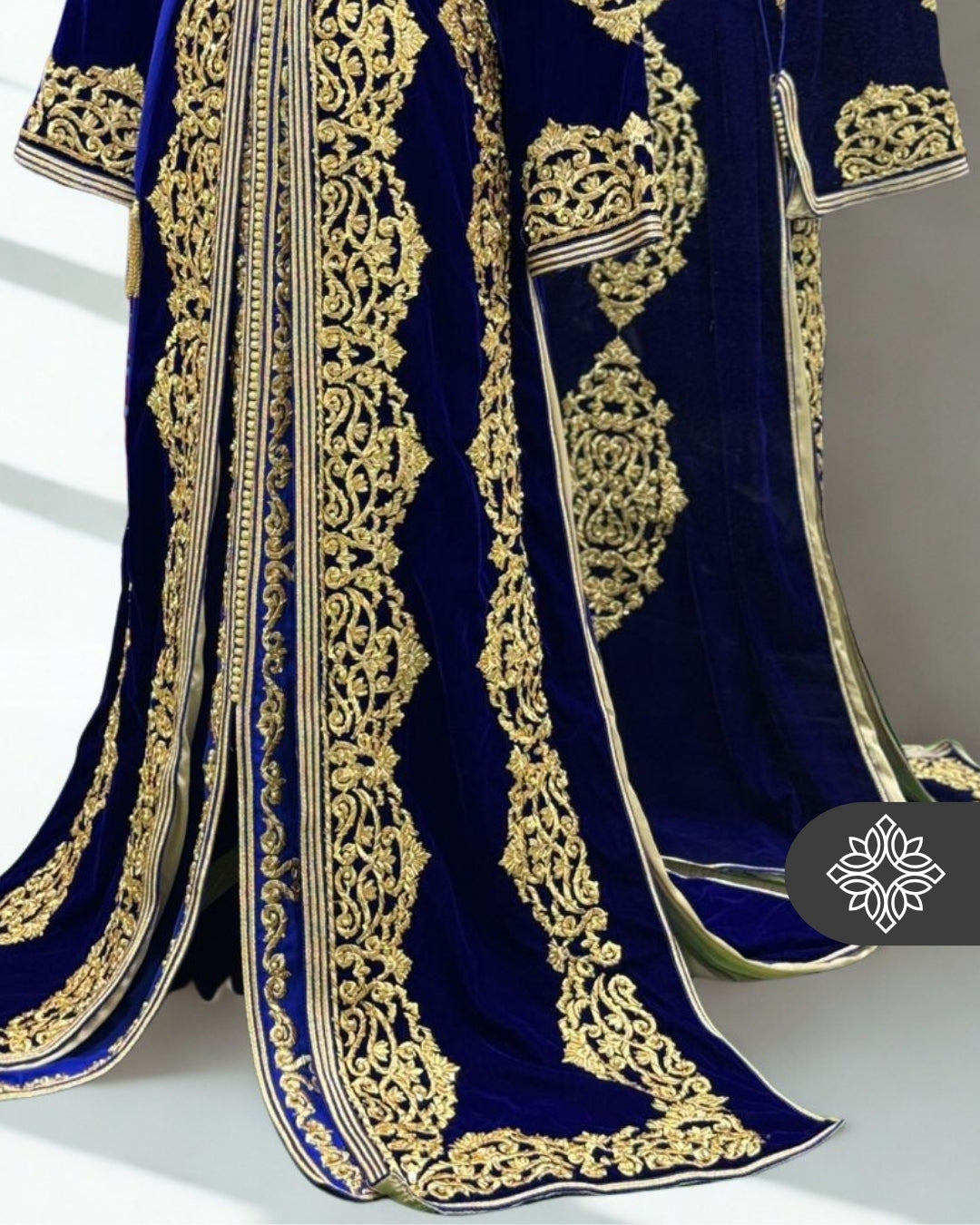 Two-Piece Kaftan Takchita Navy Velvet with Golden Embroidery | Caftan Dress