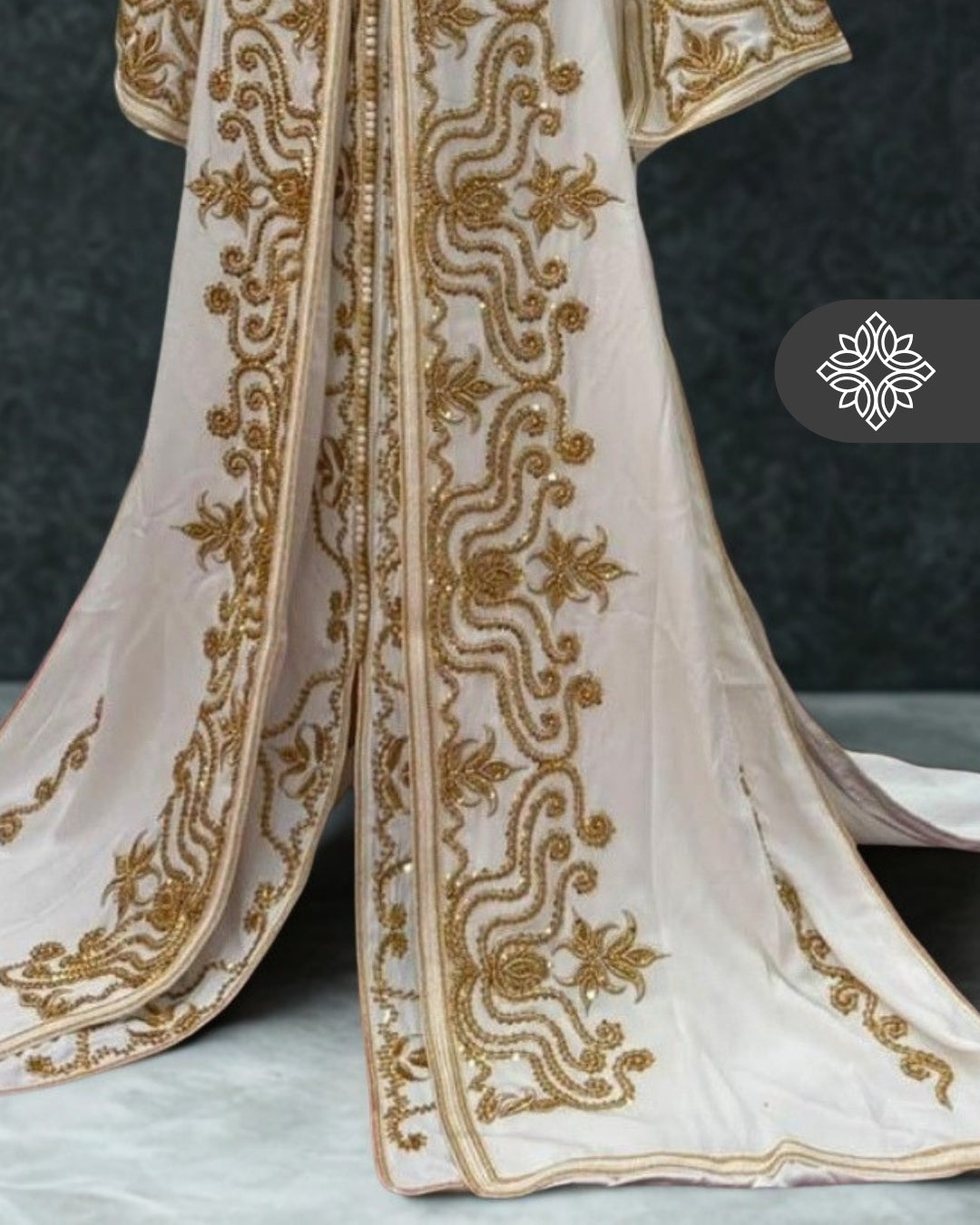 White Moroccan Takchita | Luxury Two-Piece Wedding Caftan | Golden Heritage Embroidery