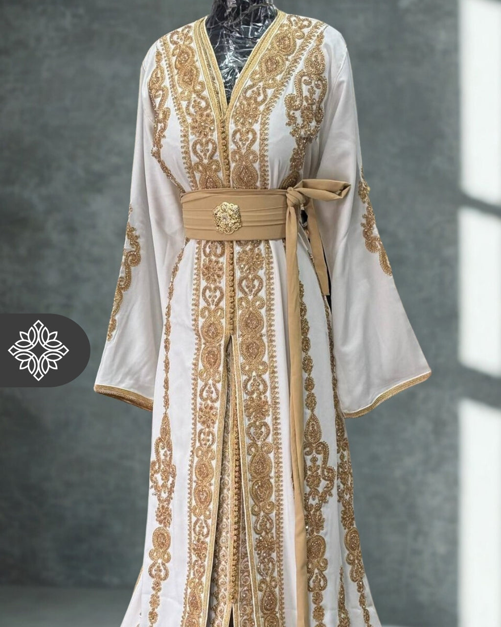 Fuchsia Moroccan Two-Piece Kaftan | Tonal Embroidery | Couture Takchita