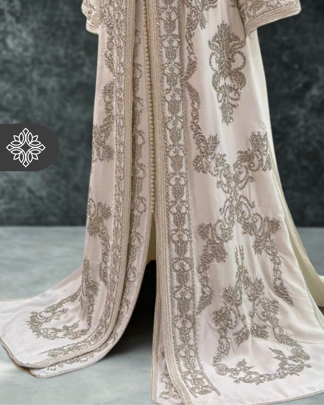 White Takchita | Luxury Silver & Tonal Embroidery | One-of-One Moroccan Two piece Caftan