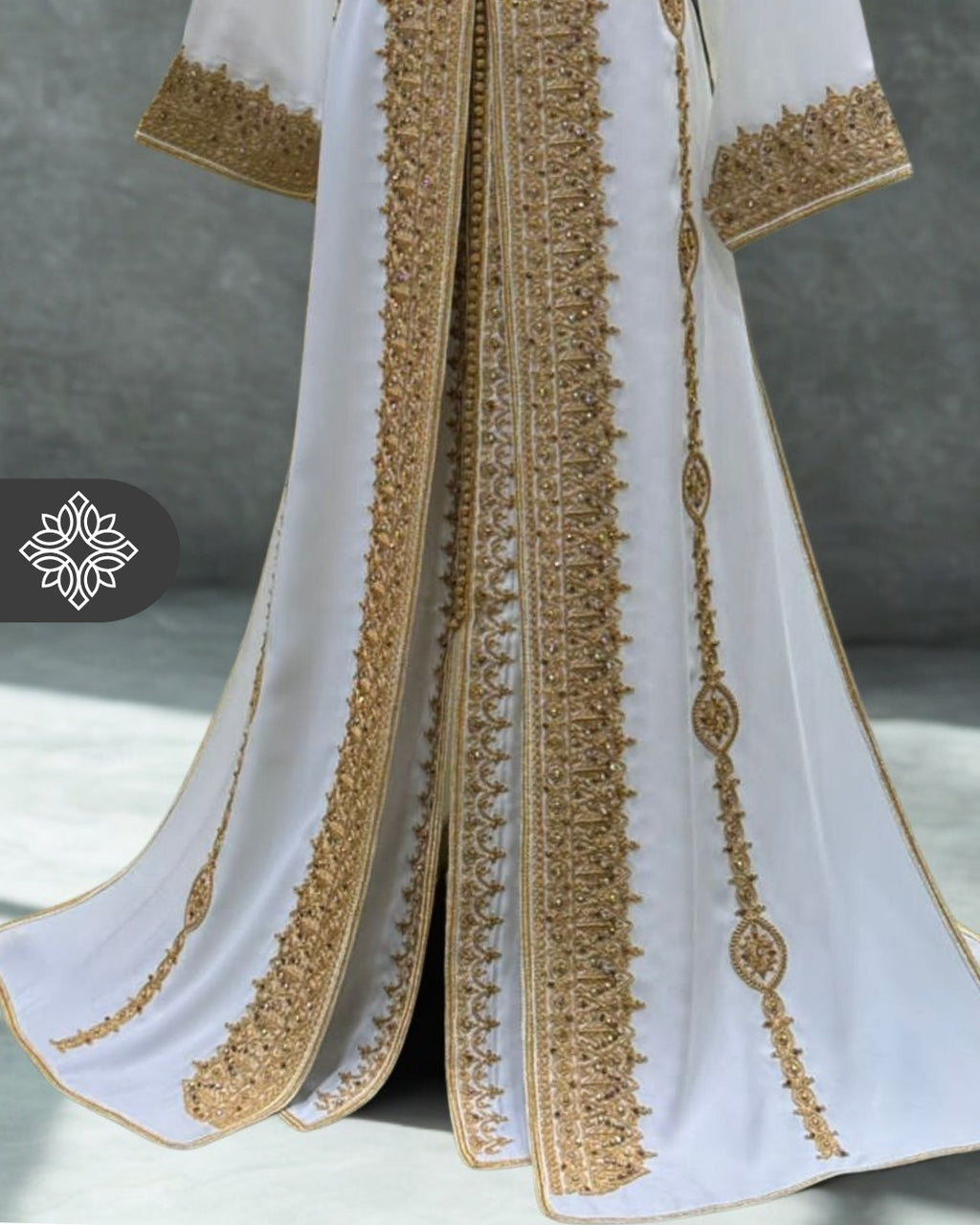 Royal Moroccan Two-Piece Kaftan | Sky Blue & Gold Embroidery