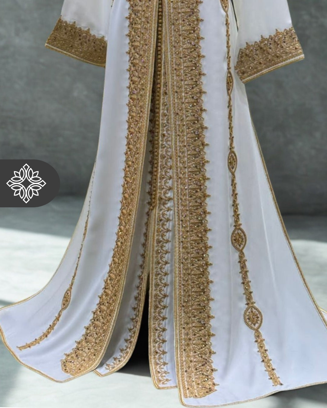 Royal Moroccan Two-Piece Kaftan | Blue & Gold Embroidered Luxury Design