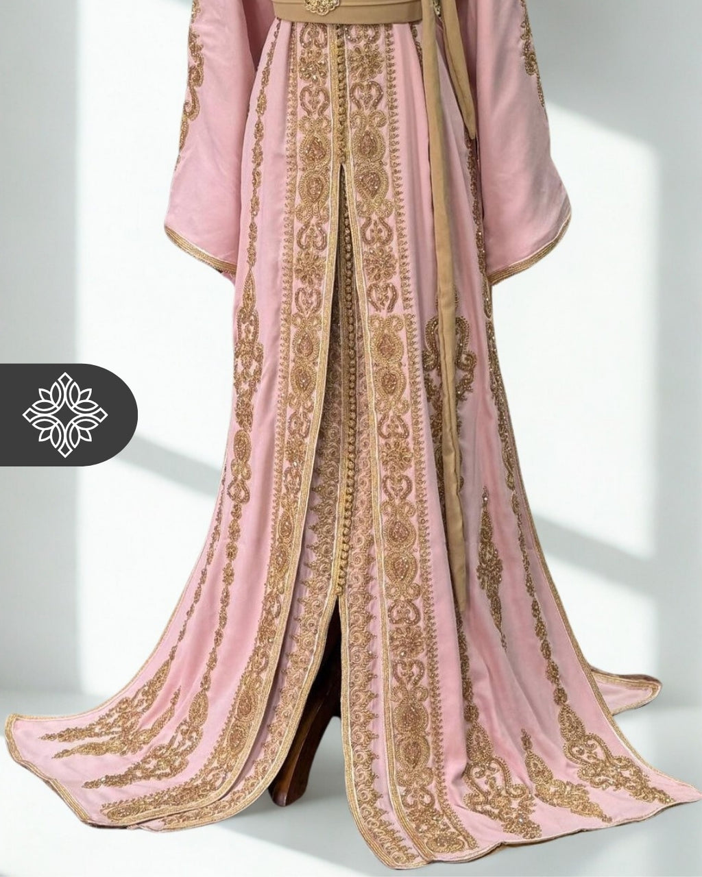Fuchsia Moroccan Two-Piece Kaftan | Tonal Embroidery | Couture Takchita