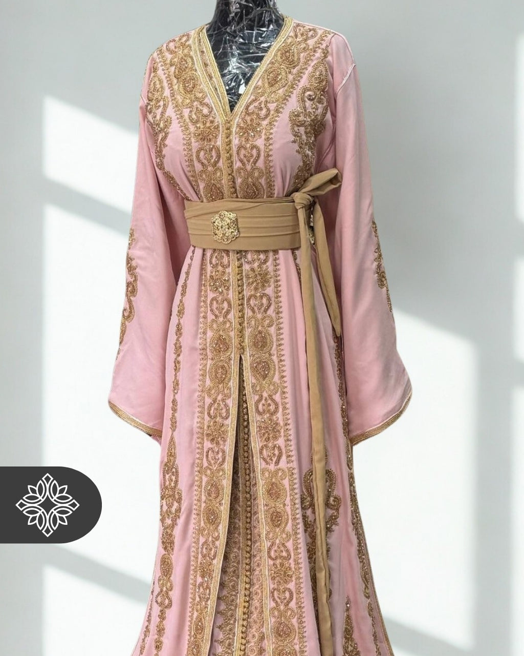 Fuchsia Moroccan Two-Piece Kaftan | Tonal Embroidery | Couture Takchita